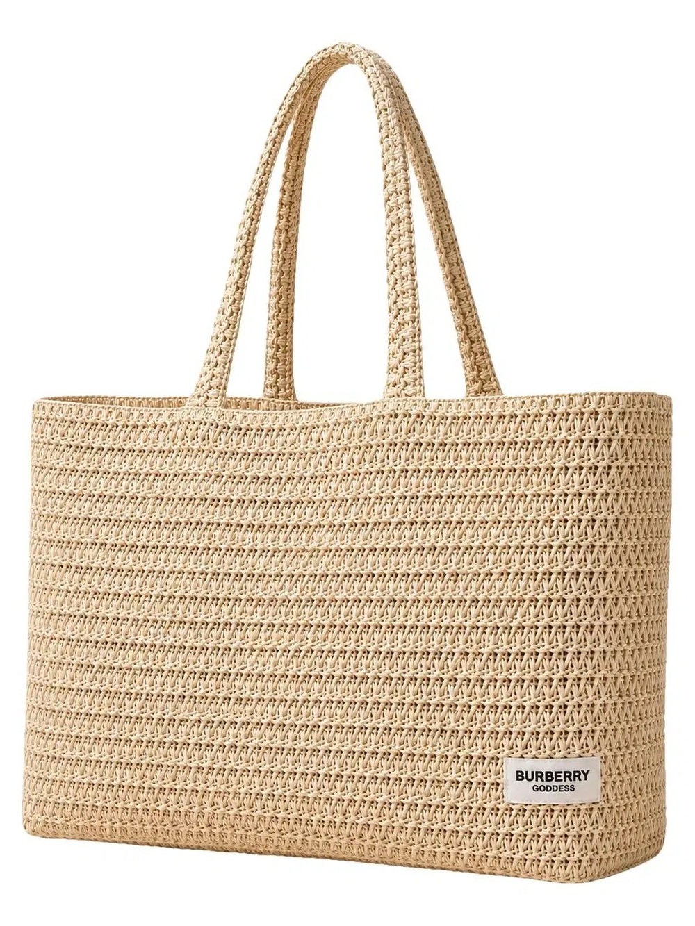 Burberry Raffia Rattan Woven Straw Tote Bag - Natural
